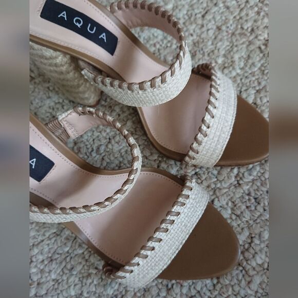 AQUA Almond Toe Woven block Heel Sandals size 36.5 - Picture 9 of 15